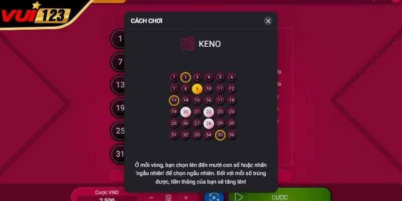 Chiến thuật chơi keno VIP loại 5 phút hiệu quả